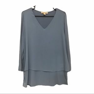 Michael Kors Mixed Woven and Knit layered Hem top